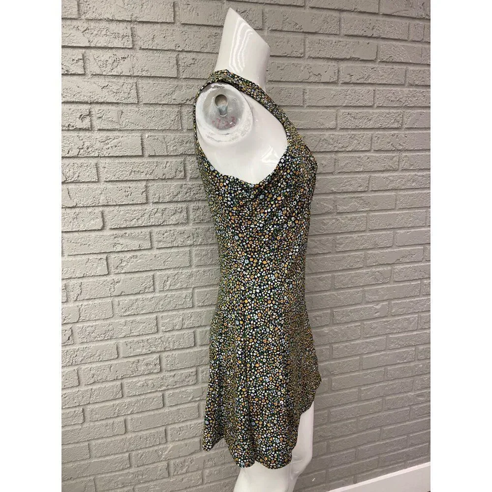 Michael Kors Quinn Women Floral Crisscross Neckline Sleeveless Mini Dress Size M